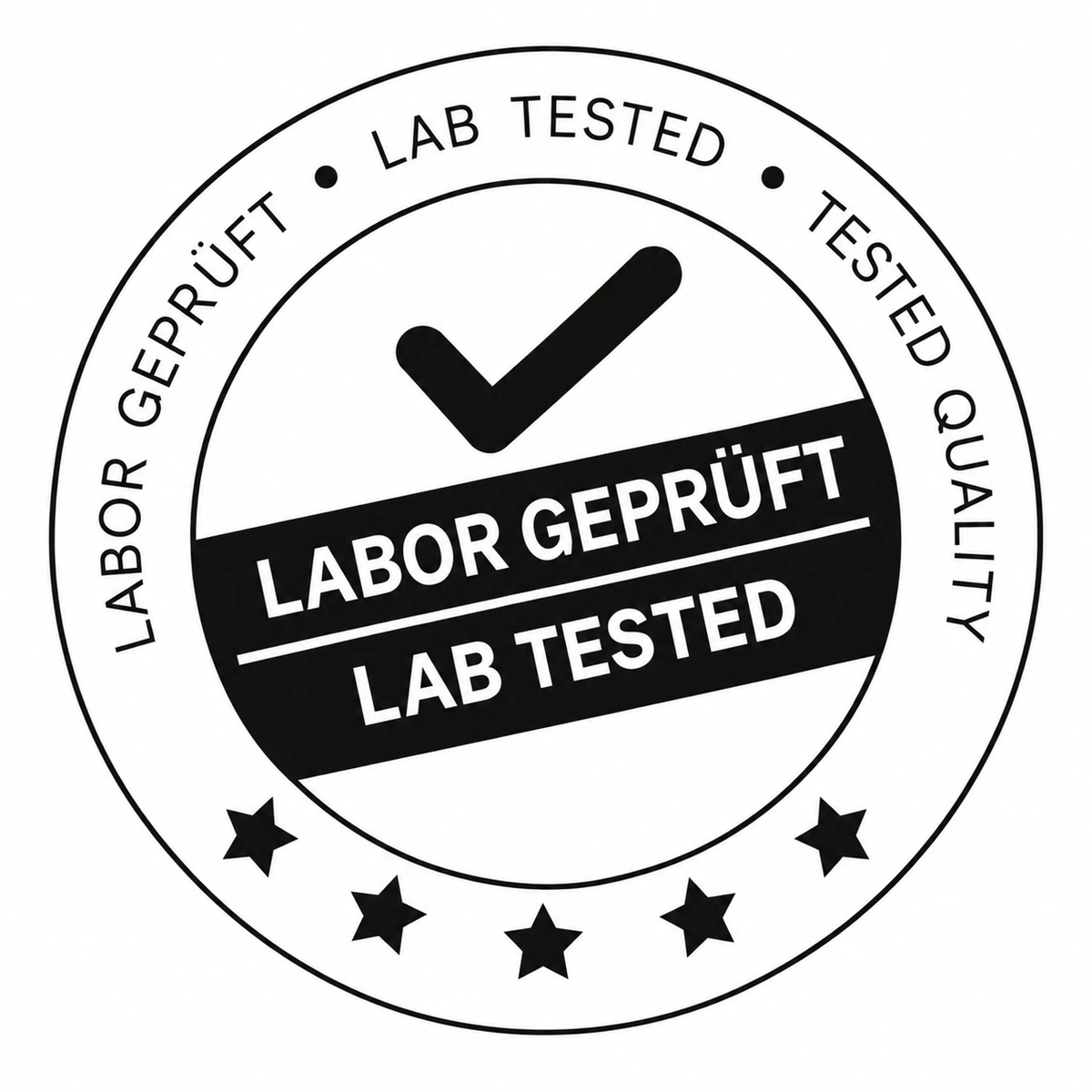 Siegel: Labor geprüft – Lab Tested